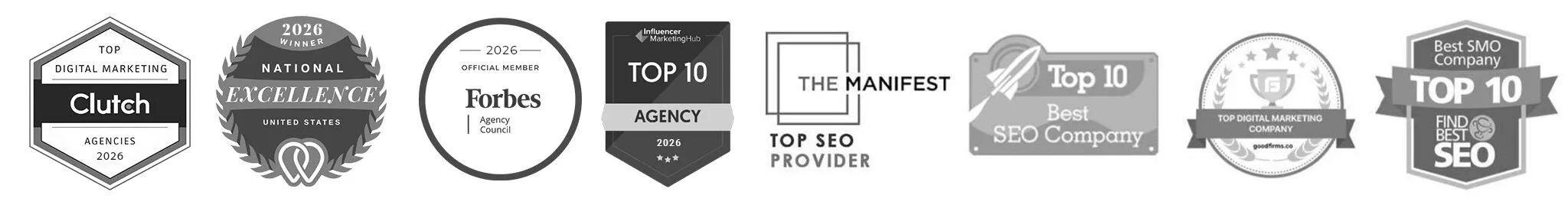 Jacksonville SEO Company Awards - Clutch, Forbes Agency Council, Top 10 SEO Agency